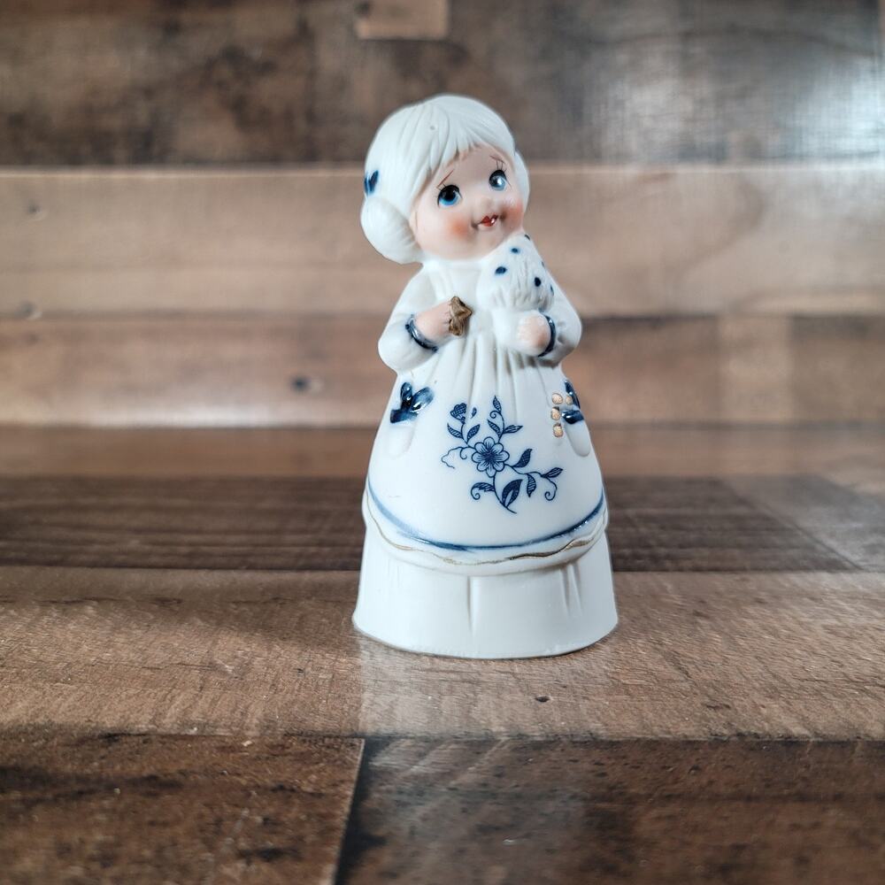 Vintage Jasco Royal Majestic Girl in Blue and White Dress Porcelain Bisque